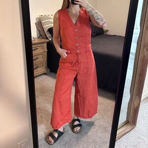 Women's Sleeveless Red Jumpsuit